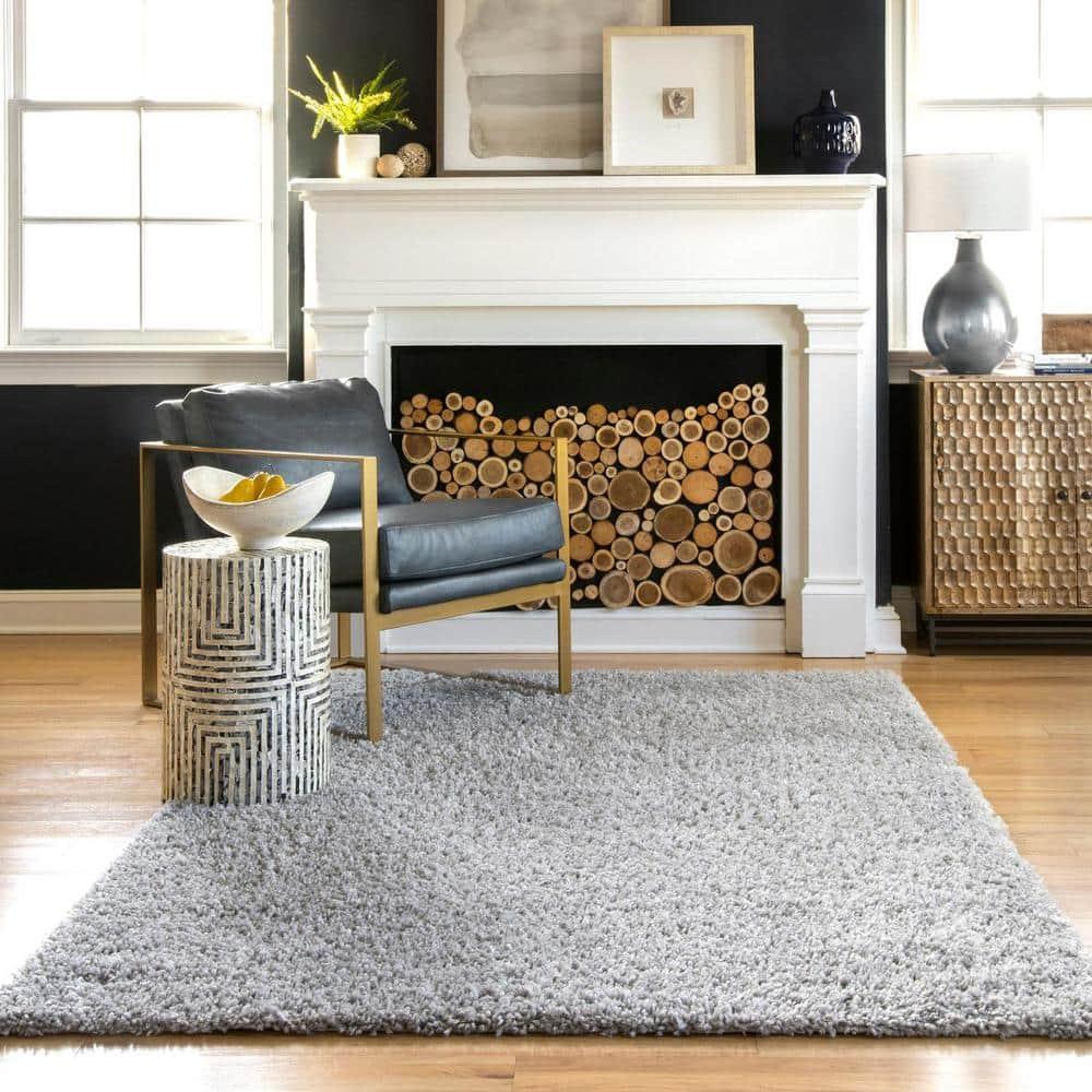Nuloom Kara Solid 2x8 Runner Shag Indoor Area Rug for Living Room Bedroom Dining Room Nursery Entryway Hallway, Grey/Ivory