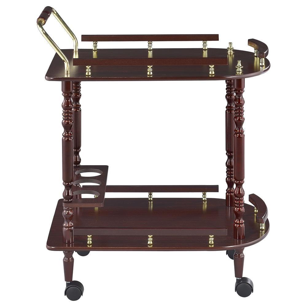 Coaster Palmer Traditional 2 Tier Wood Serving Cart Merlot/Brass