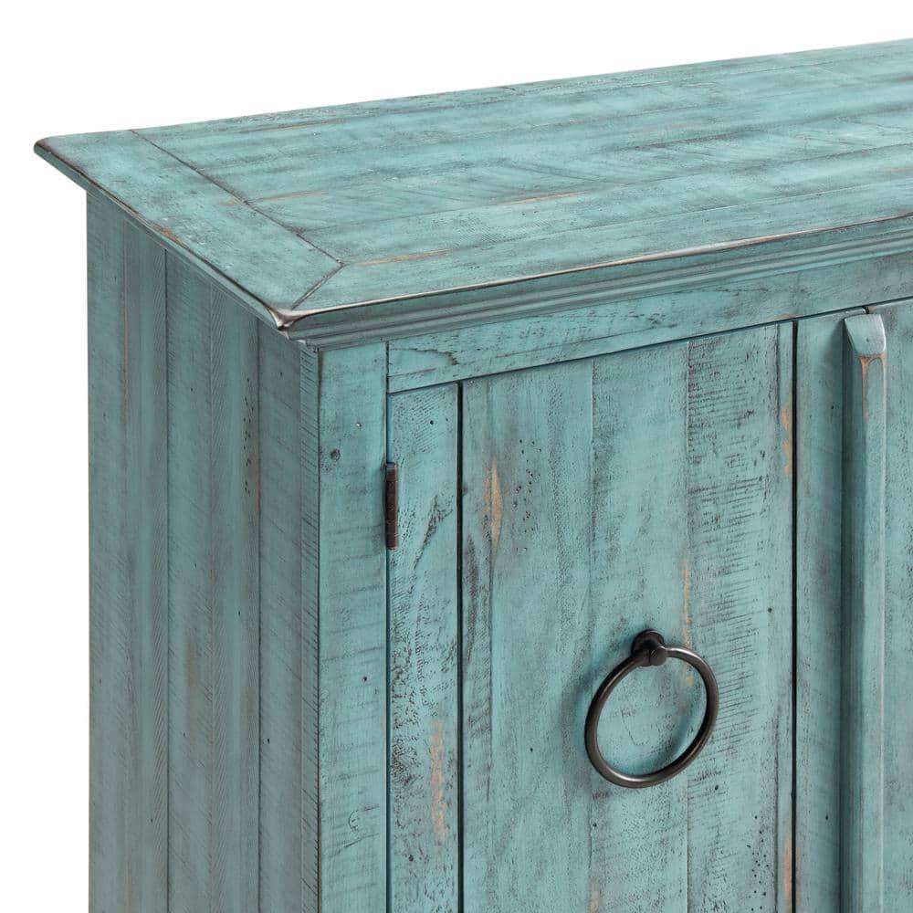 Martin Svensson Home Garden District Solid Wood TV Stand for TVs up to 70", Rustic Turquoise