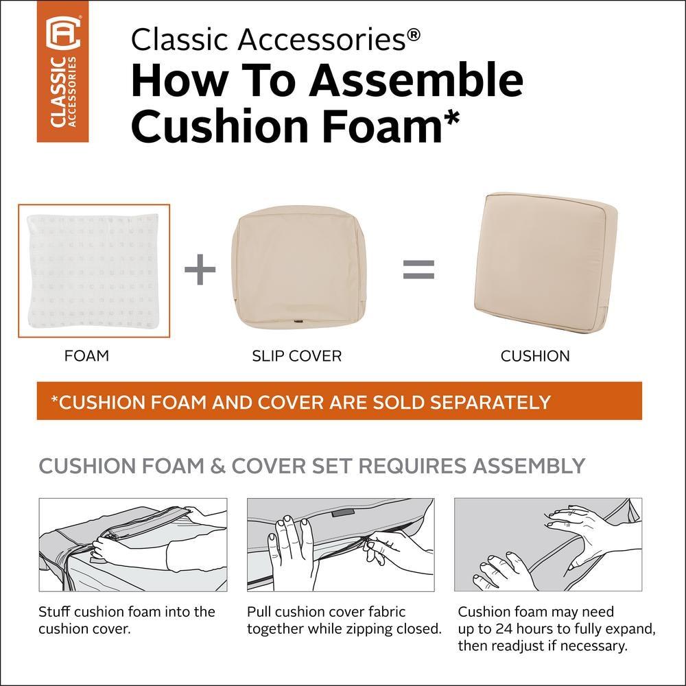 Classic Accessories Patio Lounge Back Cushion Foam, 25 x 20 x 4 inch