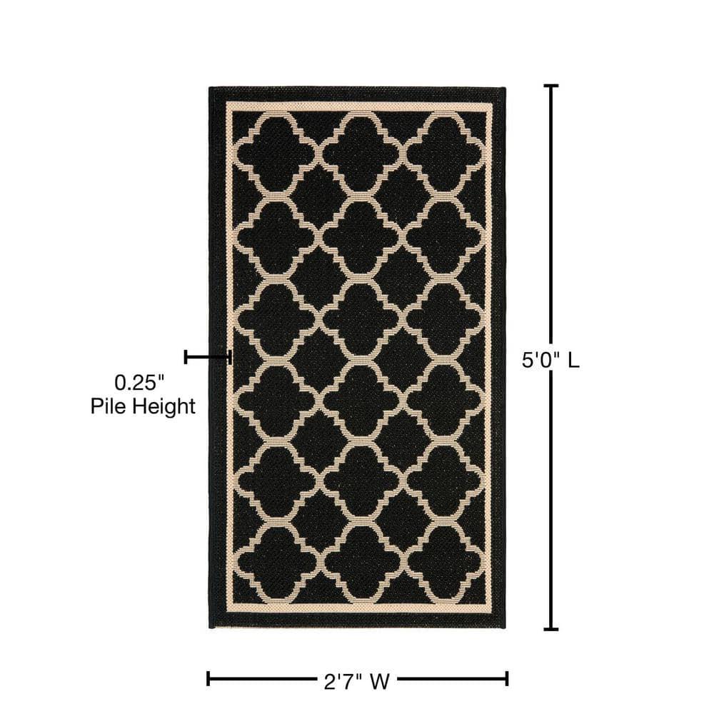 Courtyard CY6918 Power Loomed Indoor/Outdoor Accent Rug - Black/Beige - 2'7"x5' - Safavieh.