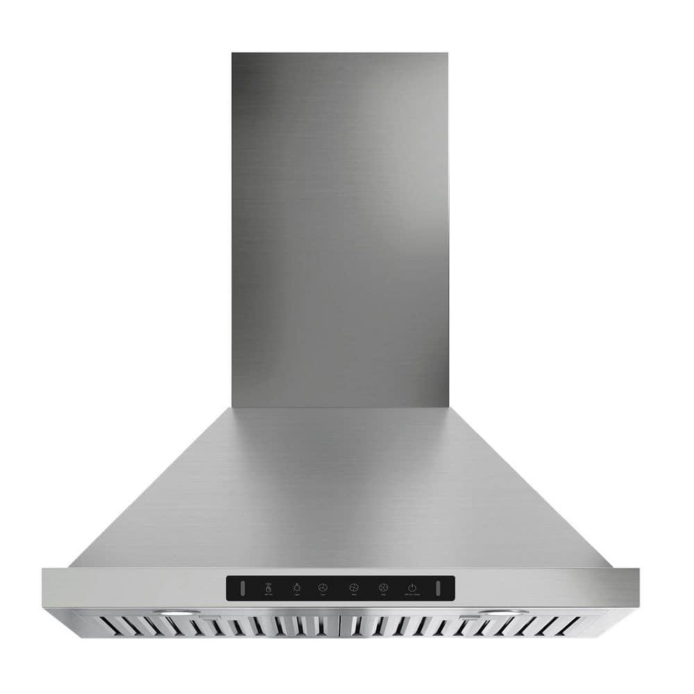 30 in. 900 CFM Convertible Wall Mount Range Hood in Stainless Steel with LED Lights, Carbon Filters and Touch, Gesture