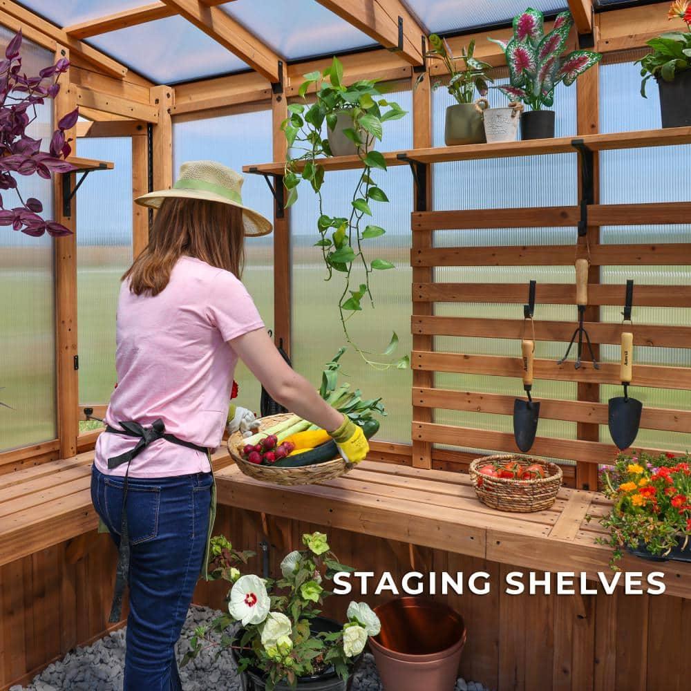 Backyard Discovery Poppy 11'x7' Cedar Wood and Polycarbonate Greenhouse Kit, PowerPort