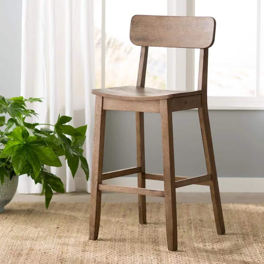 29" Torino Barstool Barnwood - Boraam: Solid Wood, Molded Seat, Footrests, Rustic Style