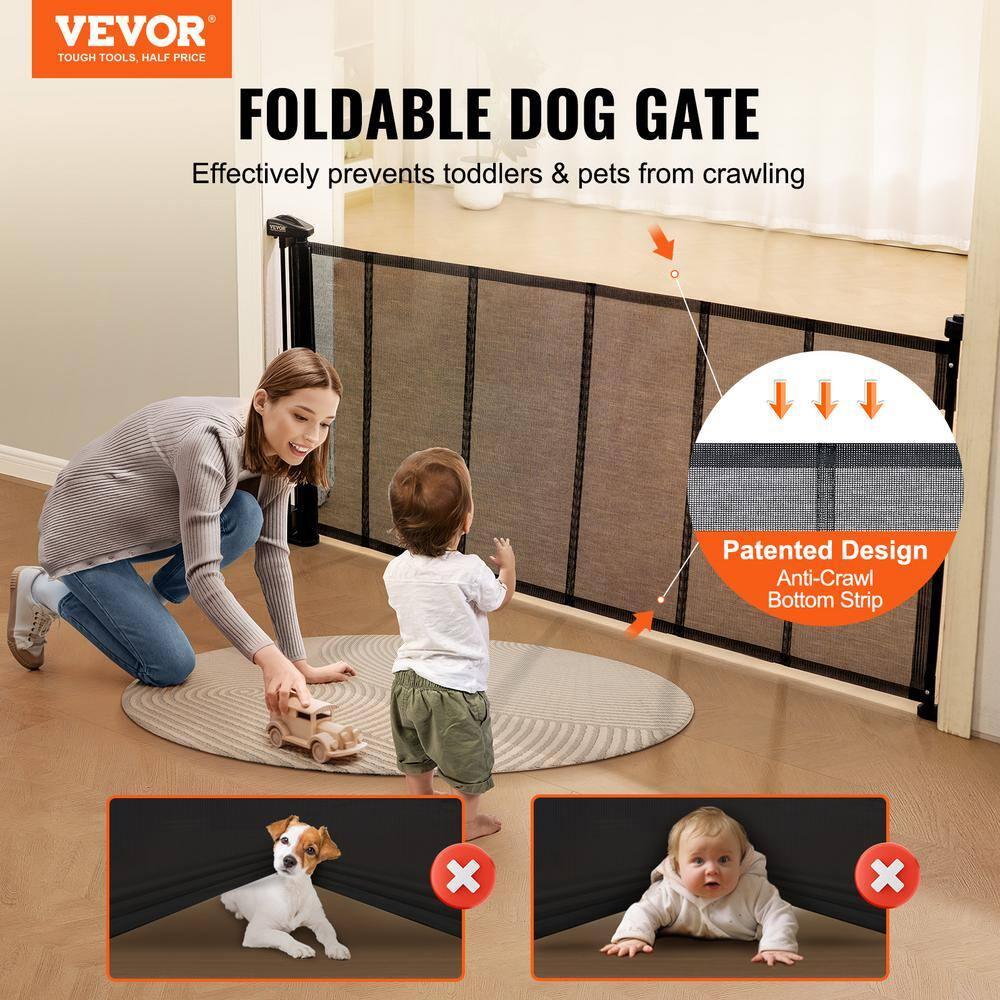 VEVOR VEVOR Retractable Gate Black Plastic Wall Mounted Pet Gate