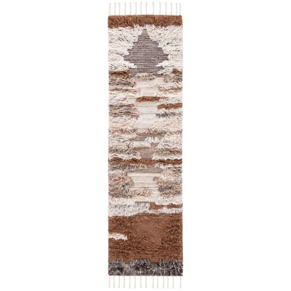 Kenya KNY225 Hand Knotted Runner Rug - Grey/Brown - 2'3"x8' - Safavieh