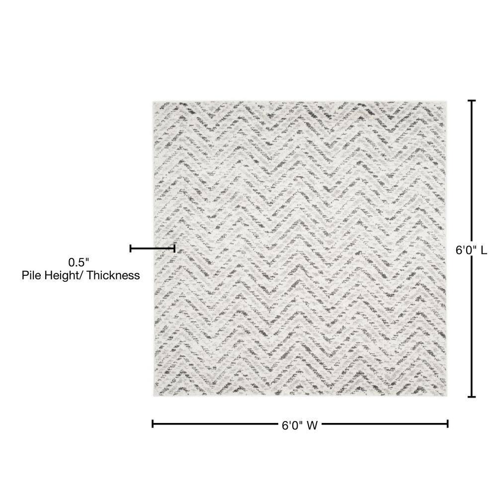 Adirondack ADR104 Power Loomed Area Rug - Ivory/Charcoal - 6'x6' - Safavieh.