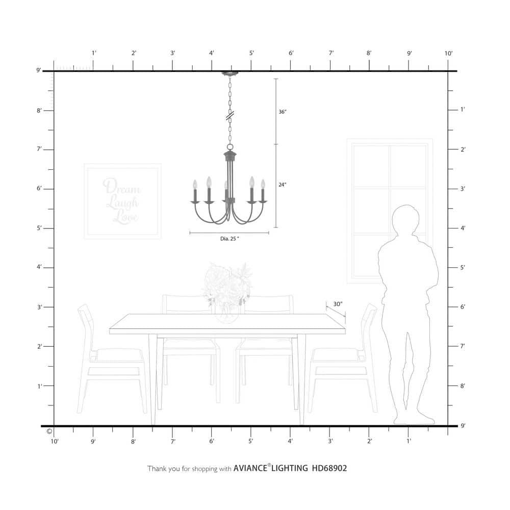 Livex Lighting Estate 5 - Light Chandelier in  Black