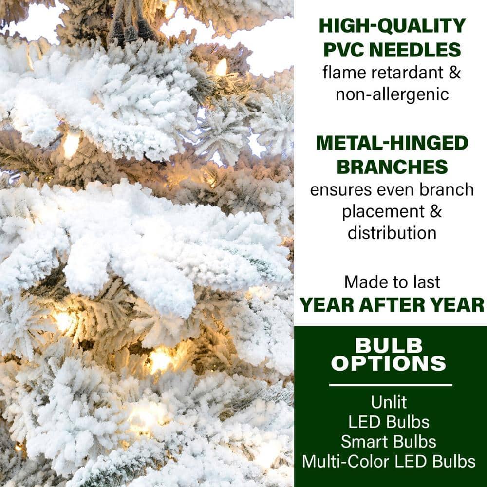 Fraser Hill Farm Fraser Hill Farm Flocked Mountain Pine Christmas Tree with LED Lights