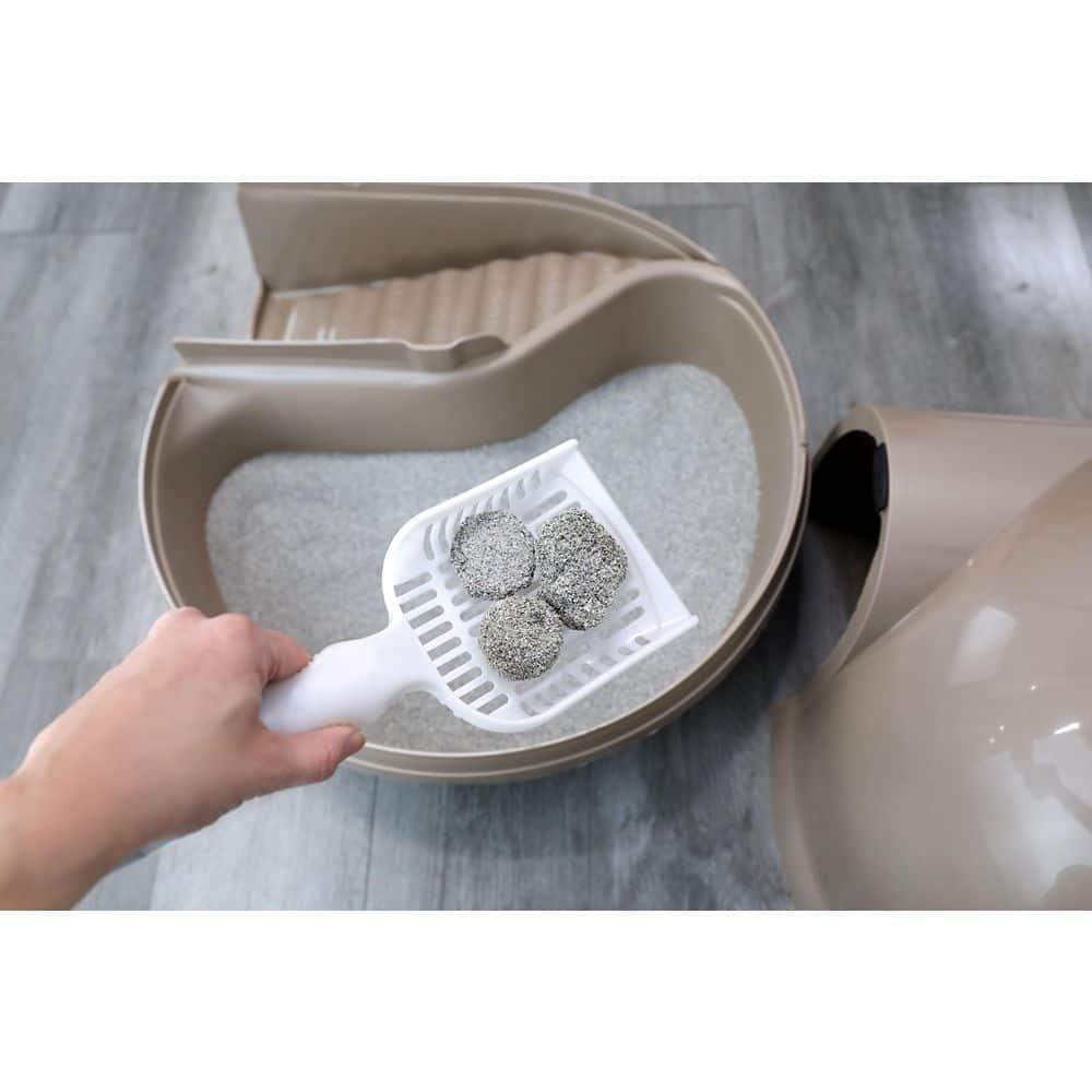 Petmate Booda Dome Clean Step Plastic Enclosed Cat Litter Box with Steps, 95 % Recycled, Titanium