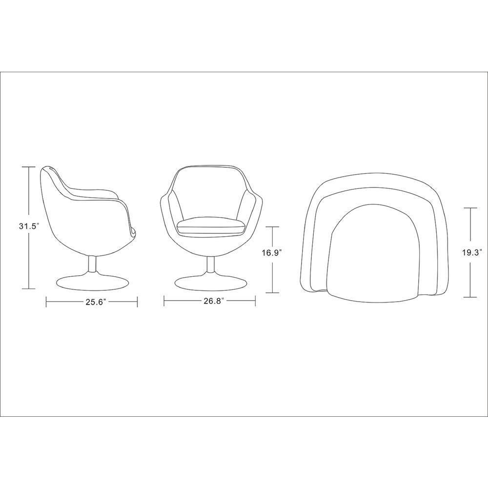 Caisson Faux Leather Swivel Accent Chair White: Polished Chrome Base, Removable Cushion - Manhattan Comfort