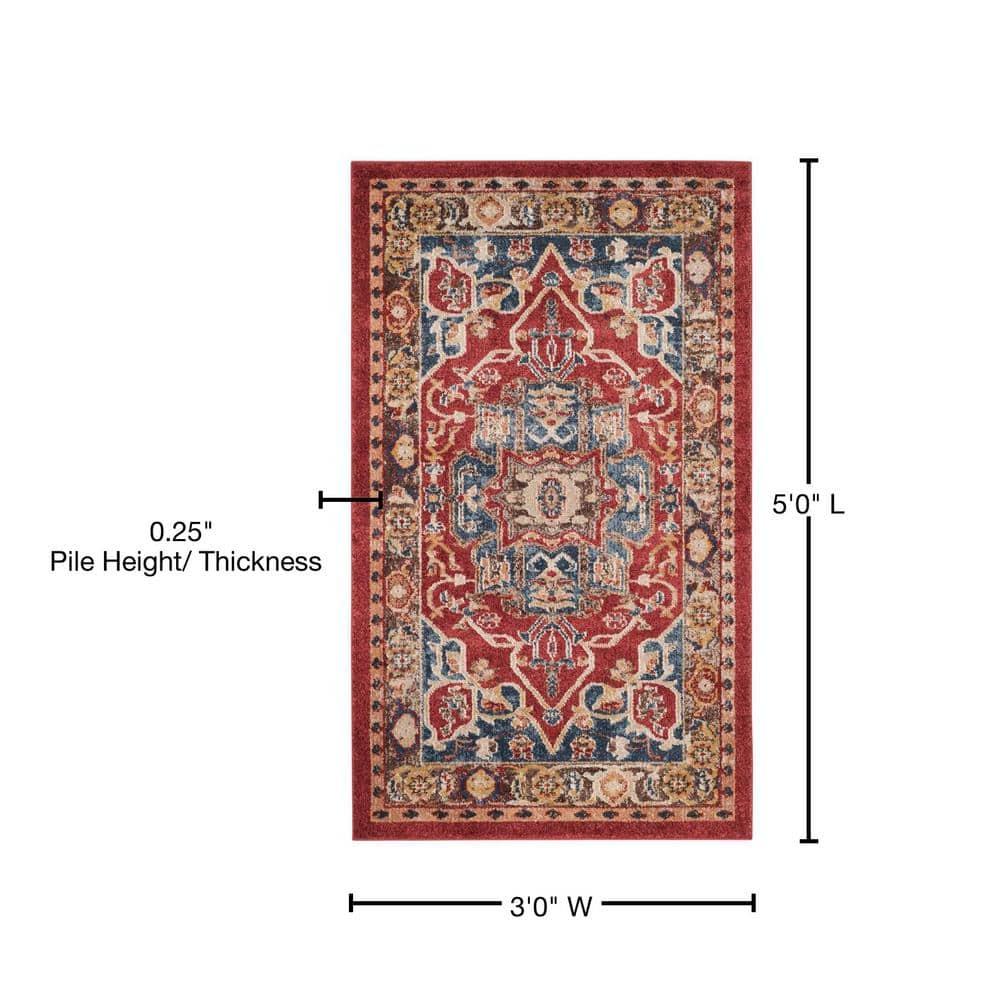 SAFAVIEH Bijar Hester Traditional Area Rug, Red/Royal, 3' x 5'