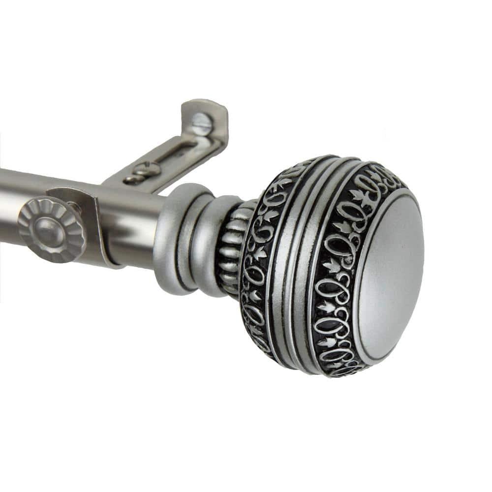Hart & Harlow Faith 13/16-in 120-in to 170-in Satin nickel Steel Single curtain rod with Finials