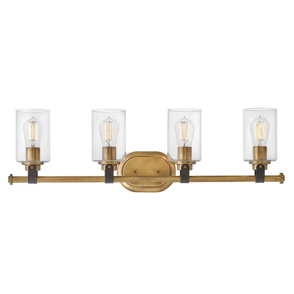 4 Light Bath Vanity In Traditional And Rustic Style 32 Inches Wide By 9.5 Inches High-Heritage Brass Finish Hinkley Lighting 52884Hb
