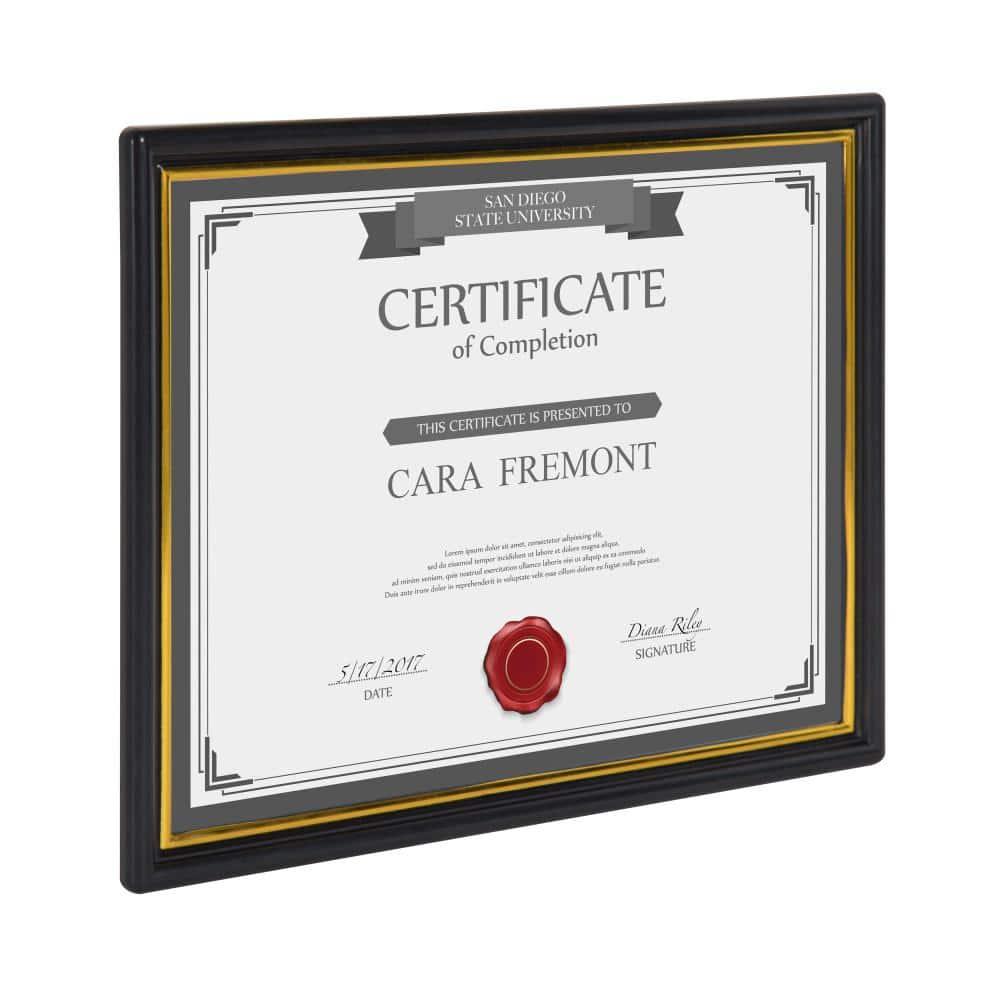 DesignOvation Corporate Document Frame Made to Display Standard Certificates, Black 8.5x11, Set of 12 Ready To Use Horizontally or Vertically