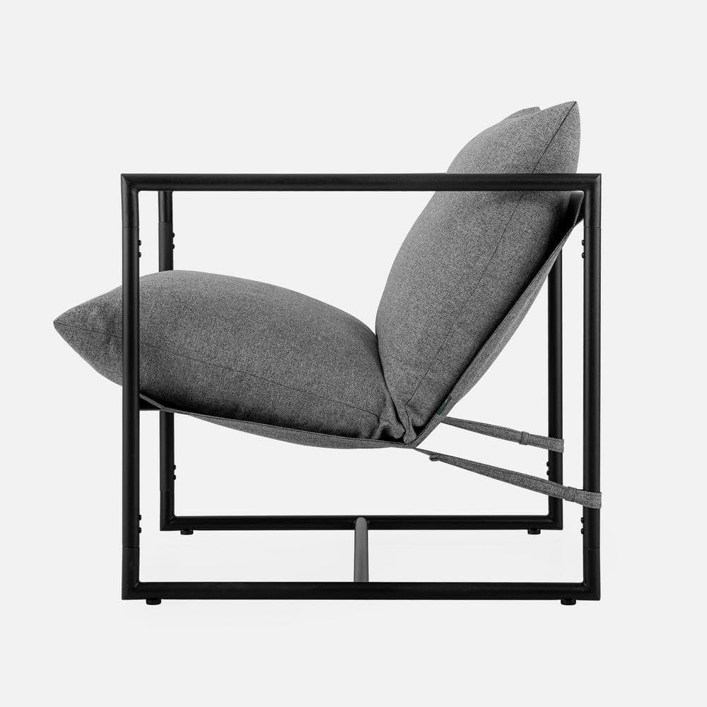 Zinus Aidan Metal Framed Sling Indoor Accent Chair, Light Grey