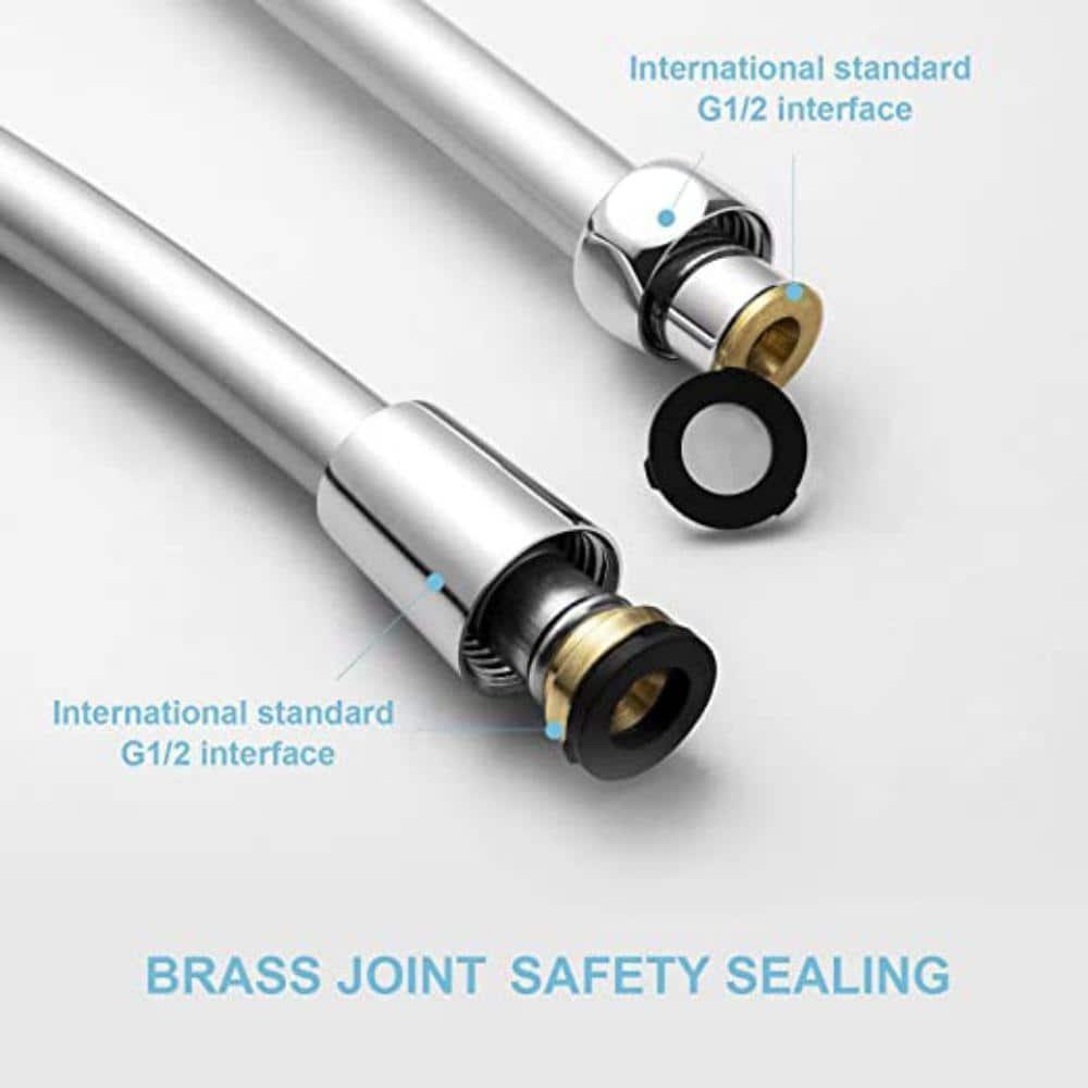 OFFO Ultra-Flex Shower Hose, Premium RV PVC Handheld Shower Head Hose Flex Hoses Extension with Brass Insert and Nut for Bathing Pet Bathing, 60 in Silver Gray