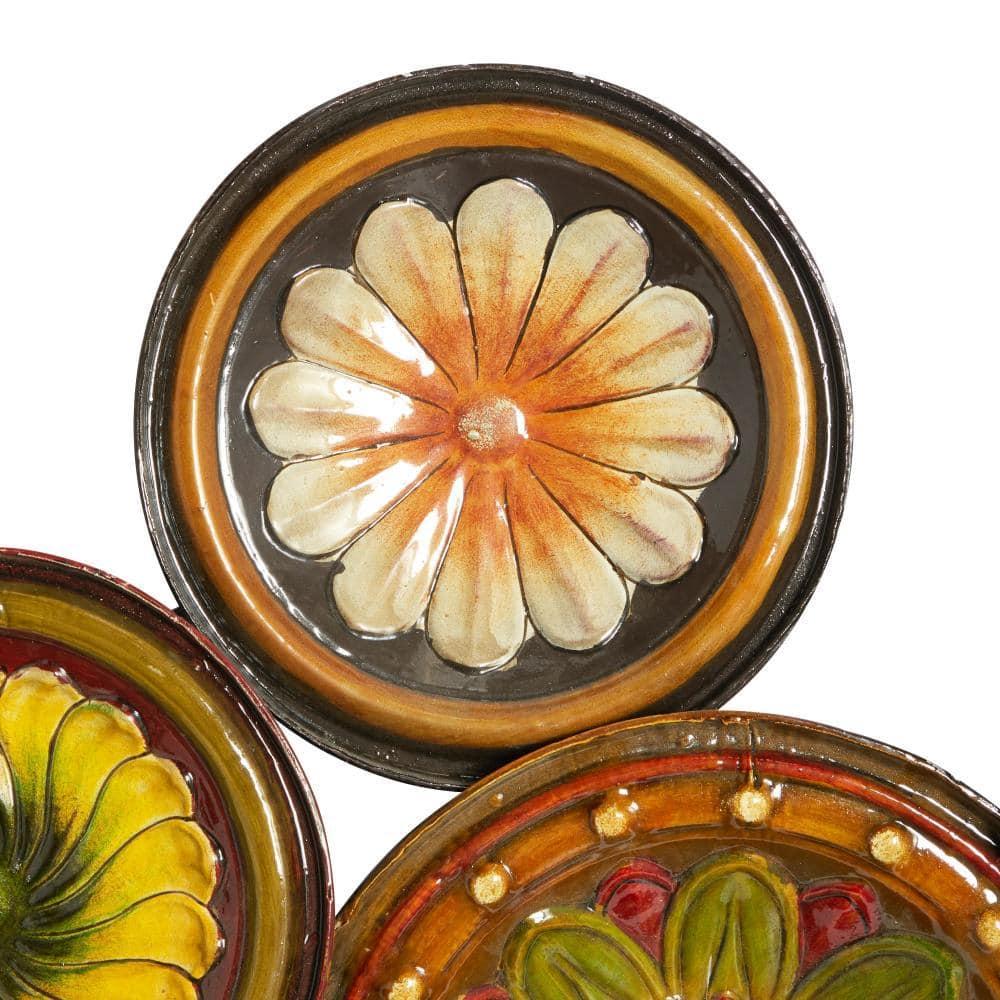 DecMode Multi Colored Metal Plate Wall Decor with Spanish Designs