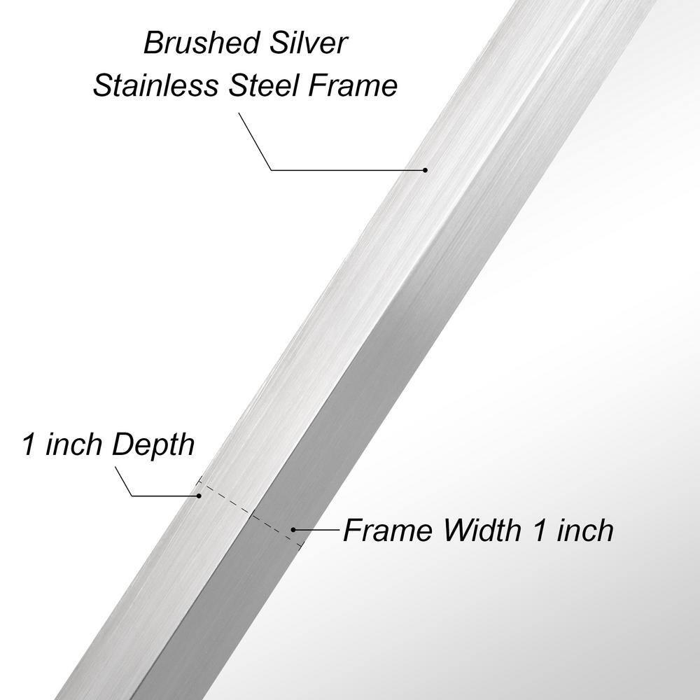 Empire Art Direct Contempo Brushed Silver Stainless Steel Frame Rectangle Wall Mirror, 20" x 30" x 1", Ready to Hang