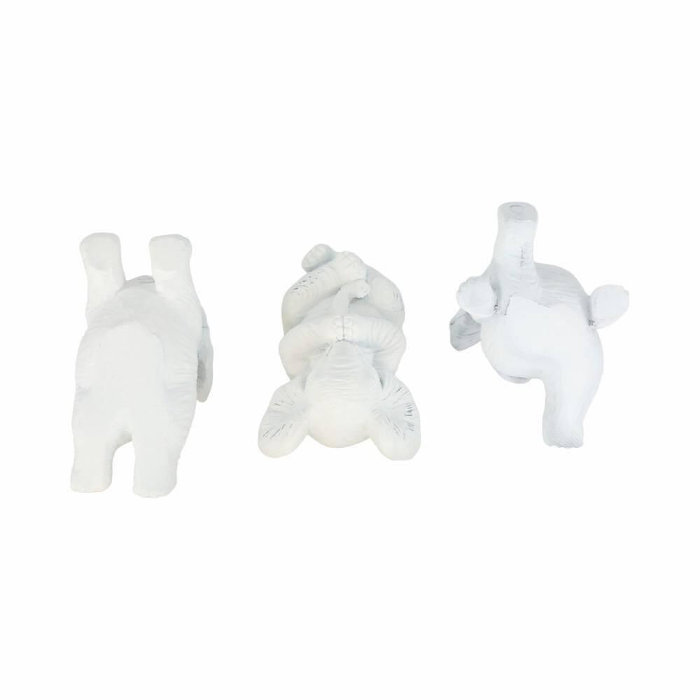 Sagebrook Home Set of 3 Yoga Elephant Figurines - Classic White Polyresin Sculpture of Yoga Posed Eleplants - Home, Office, Yoga Studio Decor -