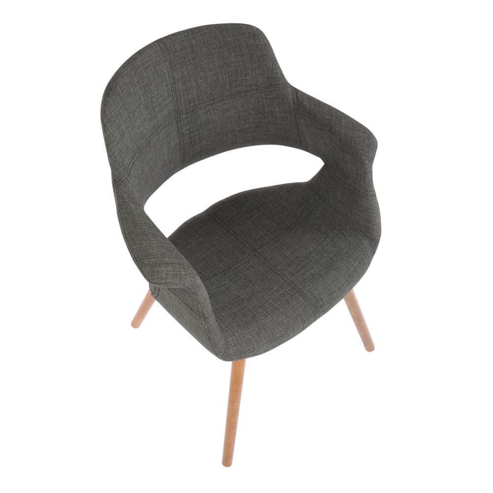LumiSource Vintage Flair Mid-Century Modern Chair Walnut/Charcoal Gray: Polyester Upholstery, Wood Legs, Spot Clean
