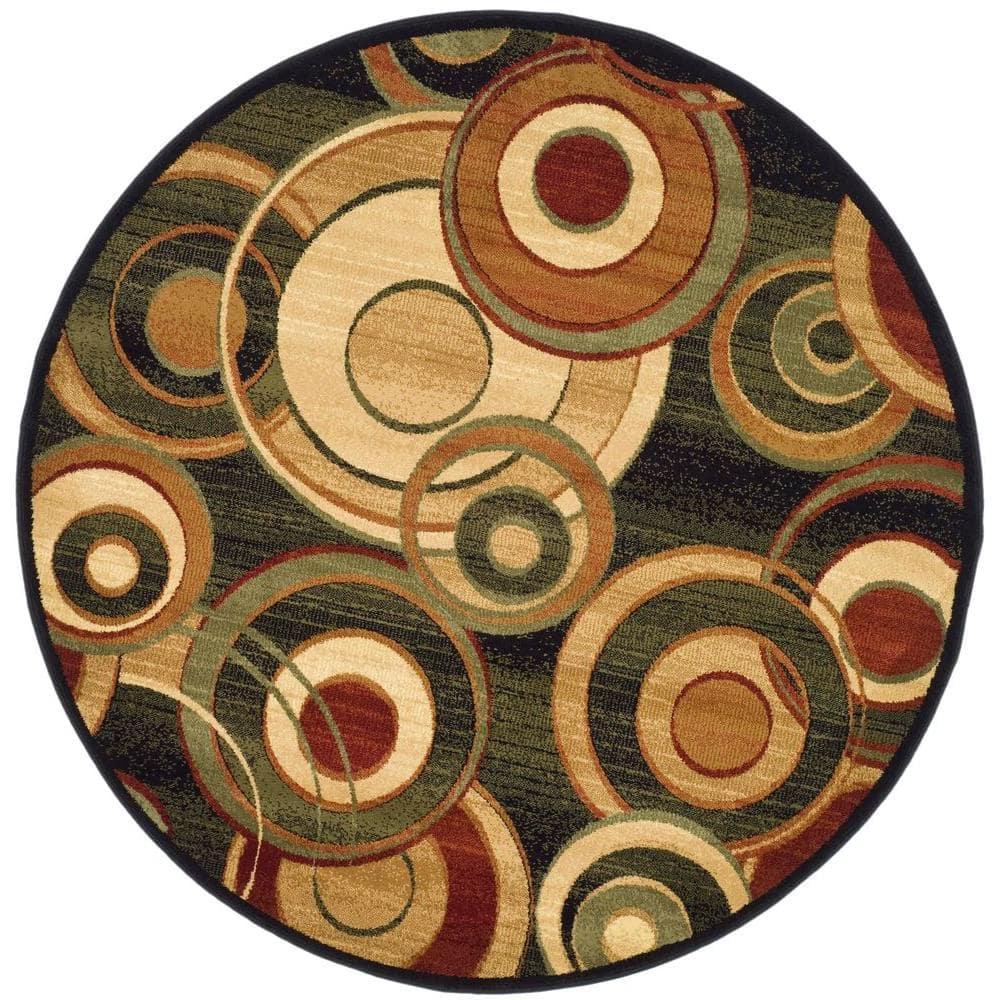 Lyndhurst LNH225 Power Loomed Area Rug - Black/Multi - 7' Round - Safavieh