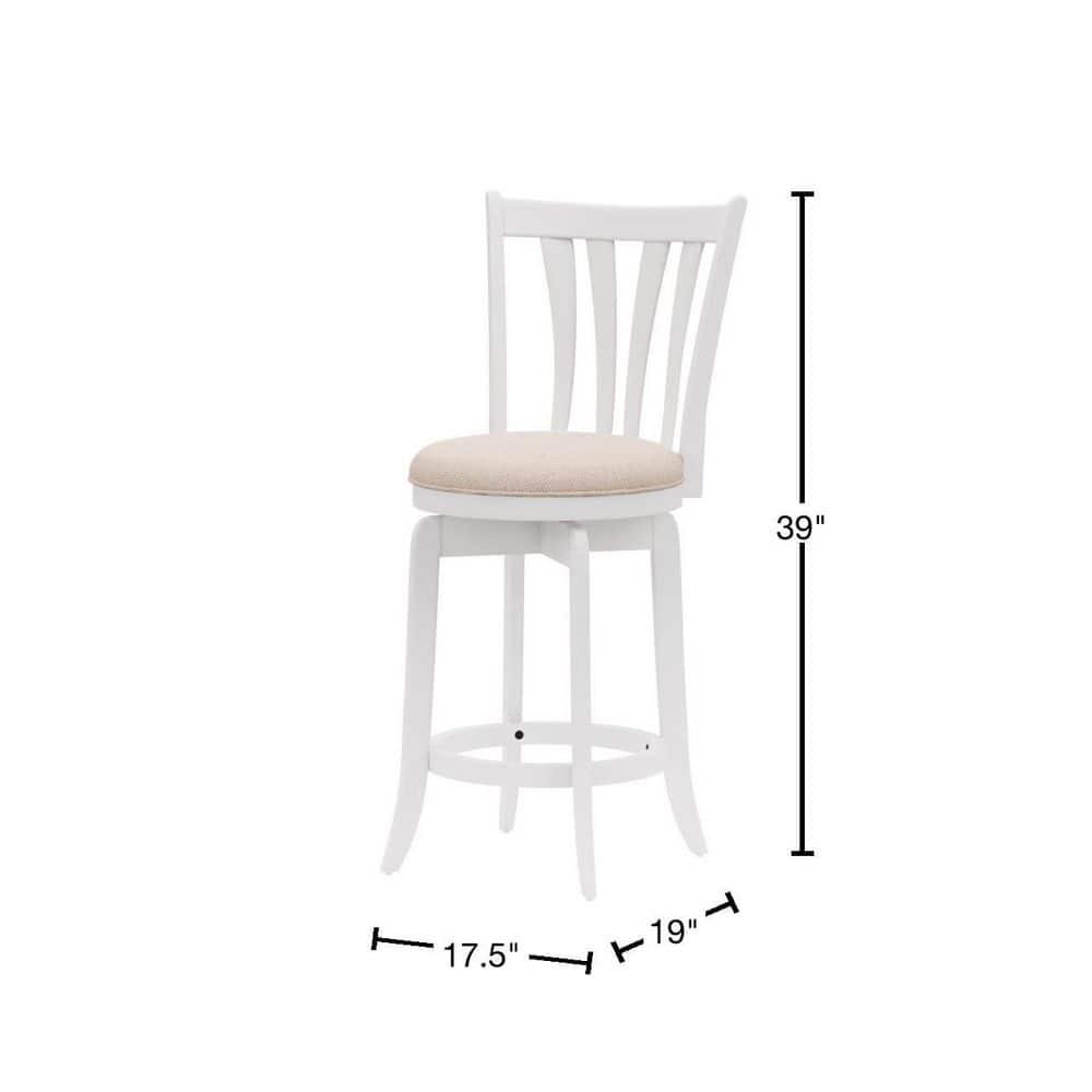 25.25" Savana Wood Swivel Counter Height Barstool White - Hillsdale Furniture: Matte Finish, Cream Upholstery