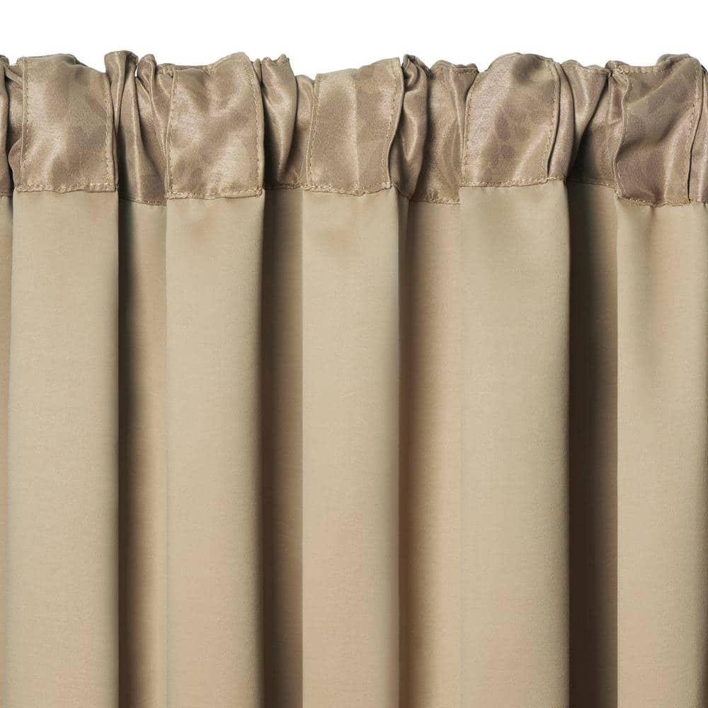 Elrene  Antonia Blackout Rod Pocket/Back Tab Curtain Panel Taupe 52" W X 108" L 108 Inches