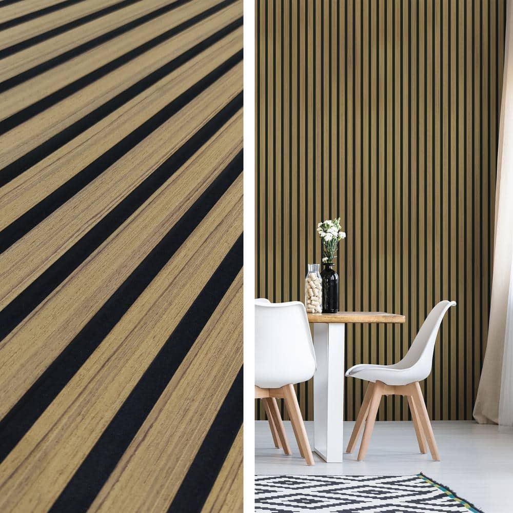 Sunwings 94.5'' L x 23.6'' W Acoustic Wood Slat Wall Paneling, 3D Decorative Shiplap Soundproof Panel (Set of 2)