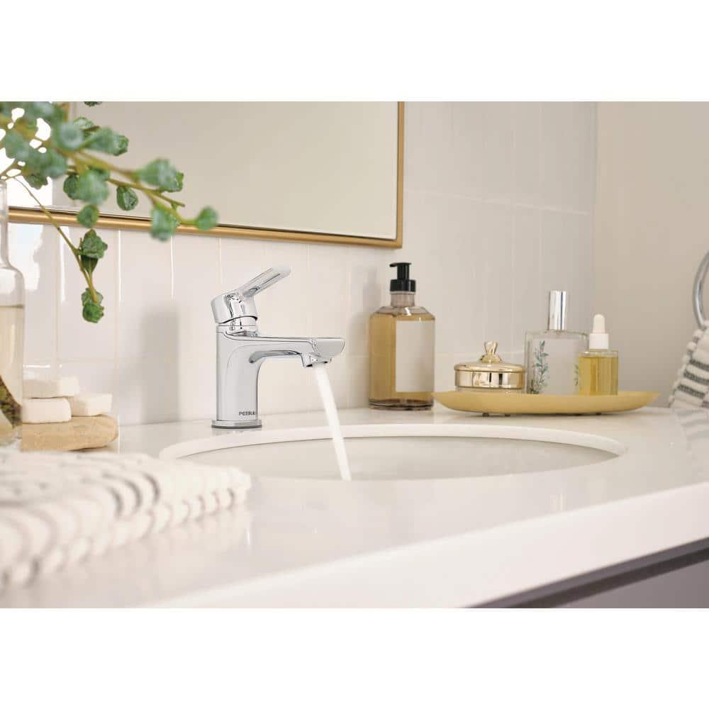 Peerless Flute Single Hole Bathroom Faucet, Single Handle Bathroom Faucet Chrome, Bathroom Sink Faucet, 0.5 GPM Flow Rate, Metal Drain Assembly, Chrome P1512LF-M-0.5