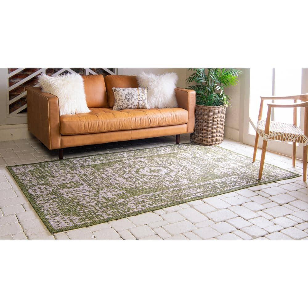 Unique Loom 7' 1 x 10' 0 Rectangle Indoor/Outdoor Traditional Green Area Rug