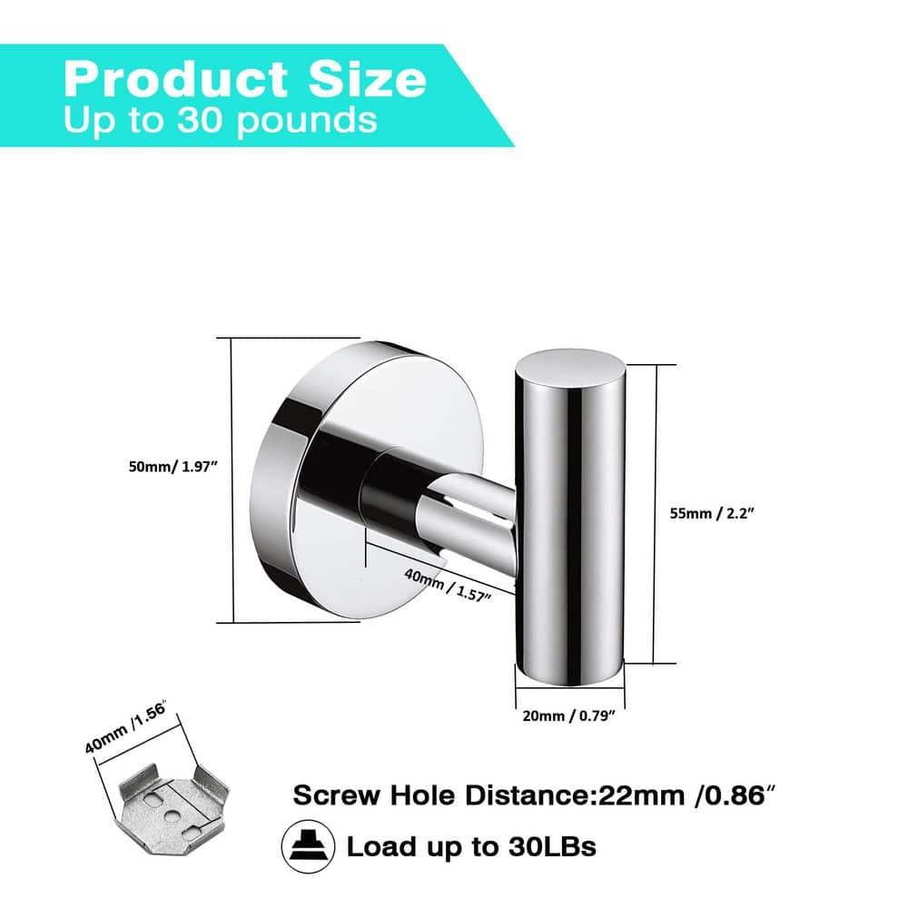 Bathroom Stainless Steel Towel Hooks Wall Mounted 4-Pack