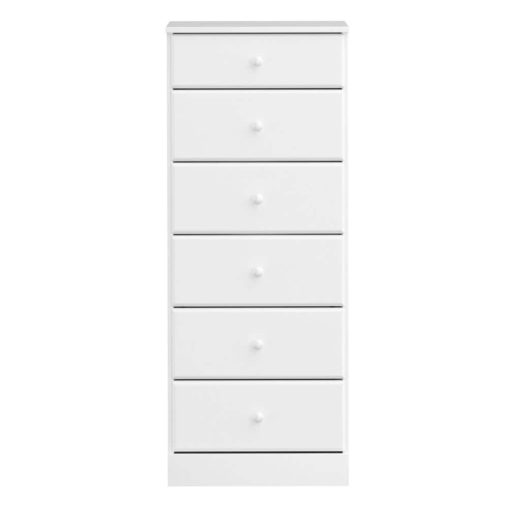 6 Drawers Astrid Vertical Dresser White - Prepac: Laminated Composite Wood, 5 Year Warranty, Nursery Storage