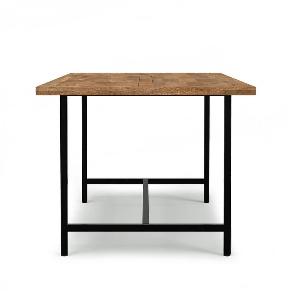 Simpli Home Campbell 72"W Mango Wood Industrial Dining Table, Powder-Coated Metal Base, Rectangle
