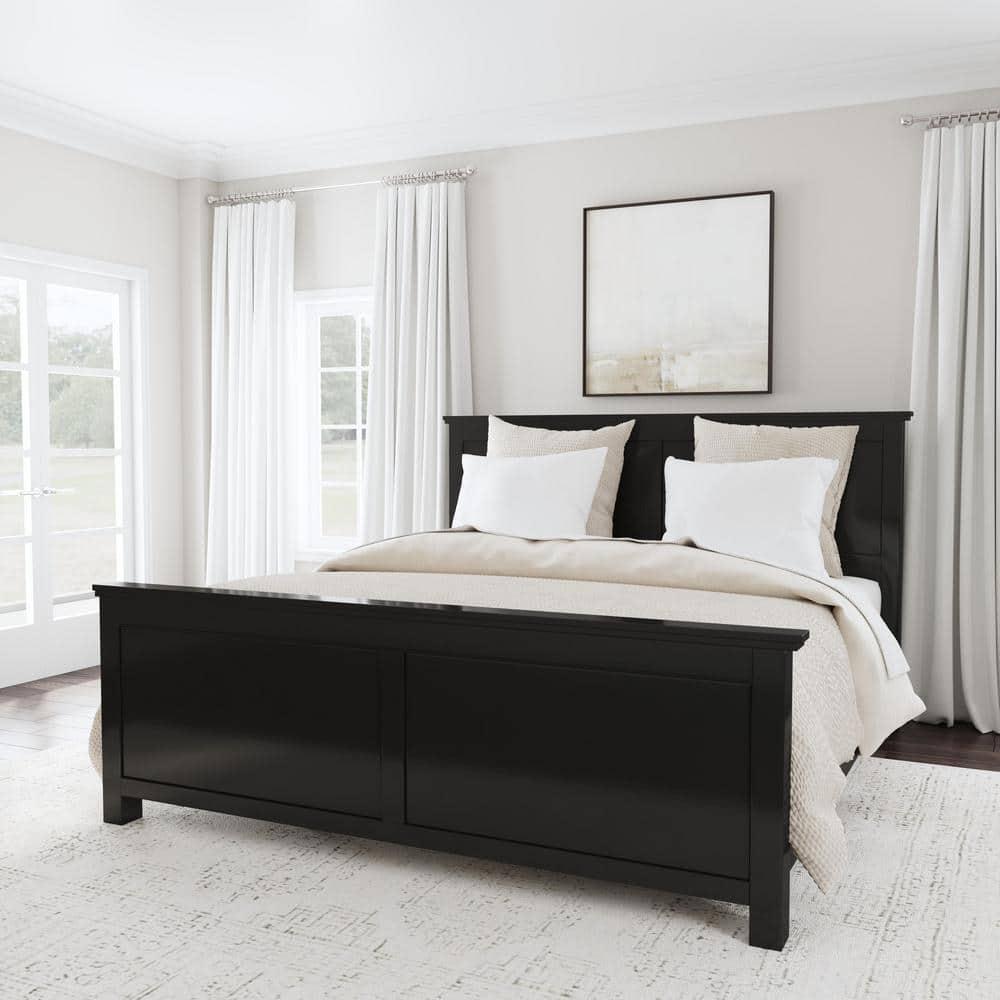 Oak Park Classic Black King Bed with Mahogany Wood Frame