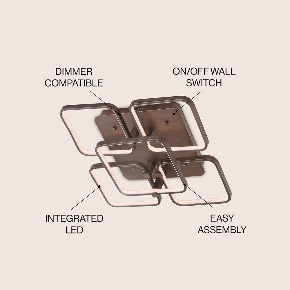 Sebastian 17.5" Integrated LED Metal Flush Mount Ceiling Light, Coffee