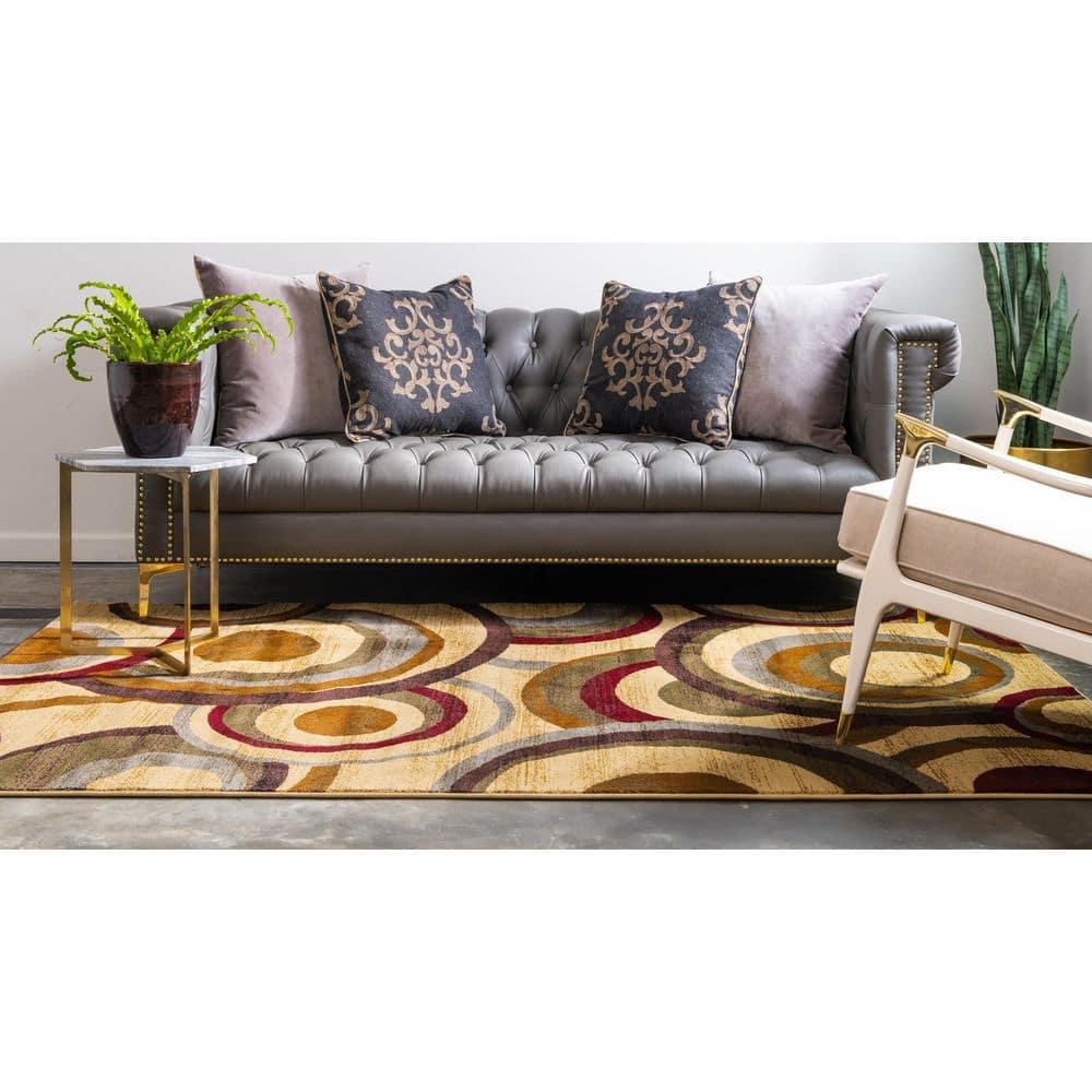 Unique Loom Barista Collection Area Rug - Kona (7' 10" x 10' Rectangle Beige/Black)