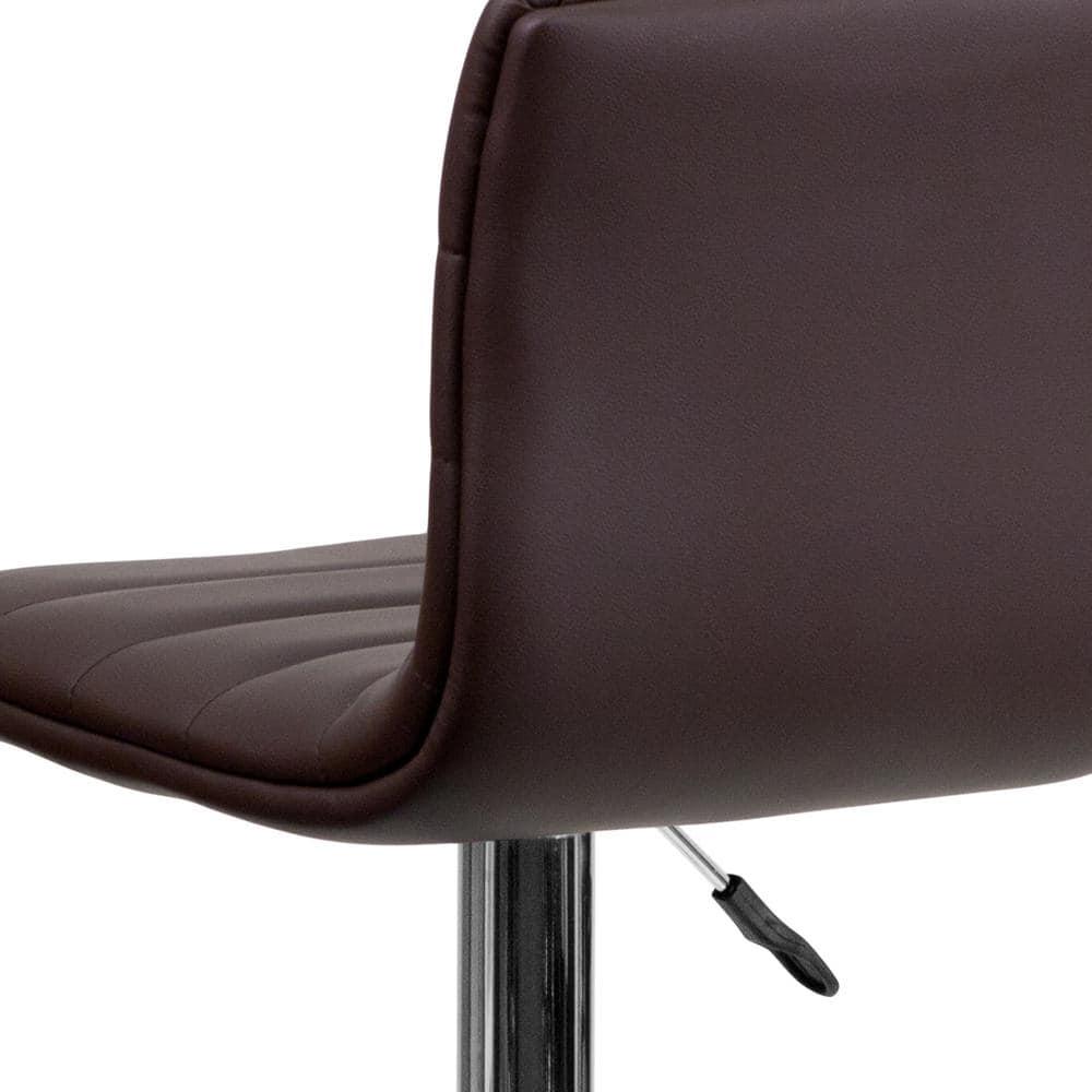 Flash Furniture Modern Brown Vinyl Adjustable Bar Stool with Back, Counter Height Swivel Stool with Chrome Pedestal Base
