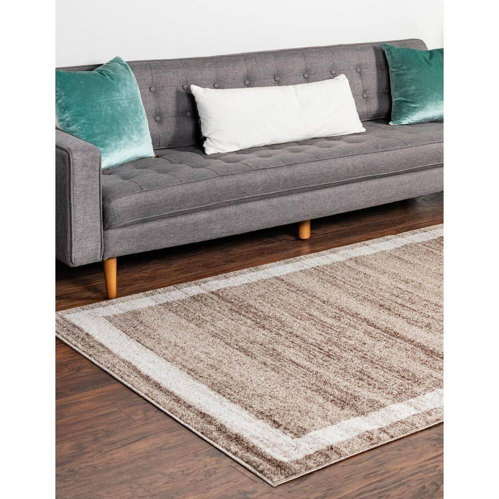 Unique Loom Del Mar Collection Area Rug - Maria (6' 1" x 9' Rectangle Light Brown/Ivory)