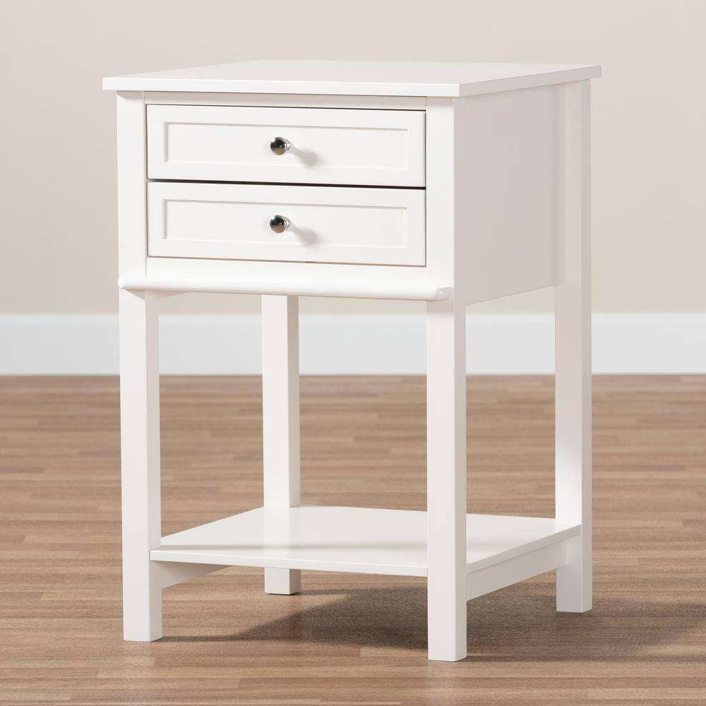 Baxton Studio Willow Modern Transitional White Finished 2-Drawer Wood End Table