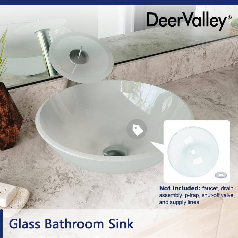 DeerValley Symmetry 16.5'' Circular Glass Vessel Bathroom Sink
