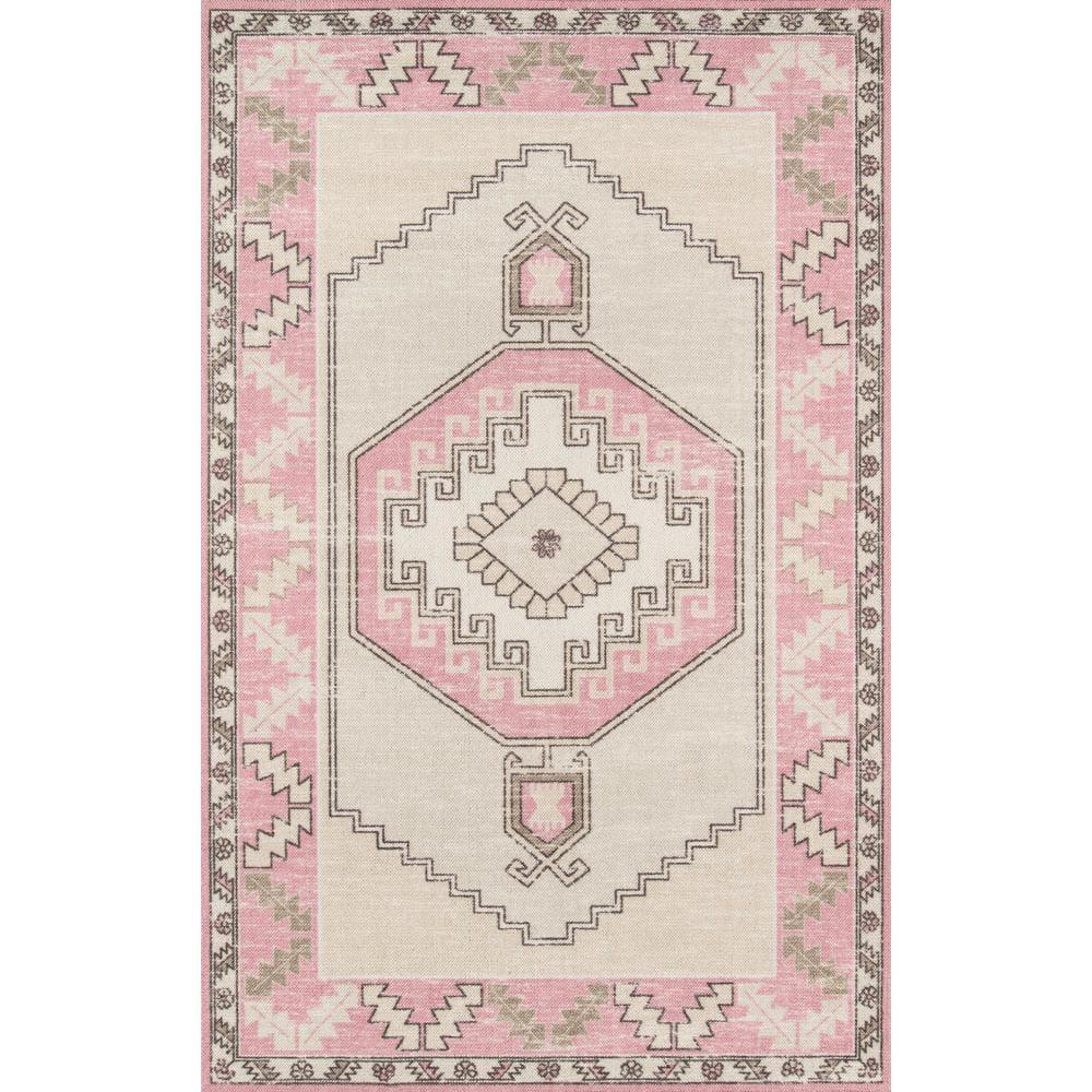 2'x3' Anatolia Owen Accent Rug Pink - Momeni: Traditional Wool & Nylon Low Pile Medallion Indoor Area Rug