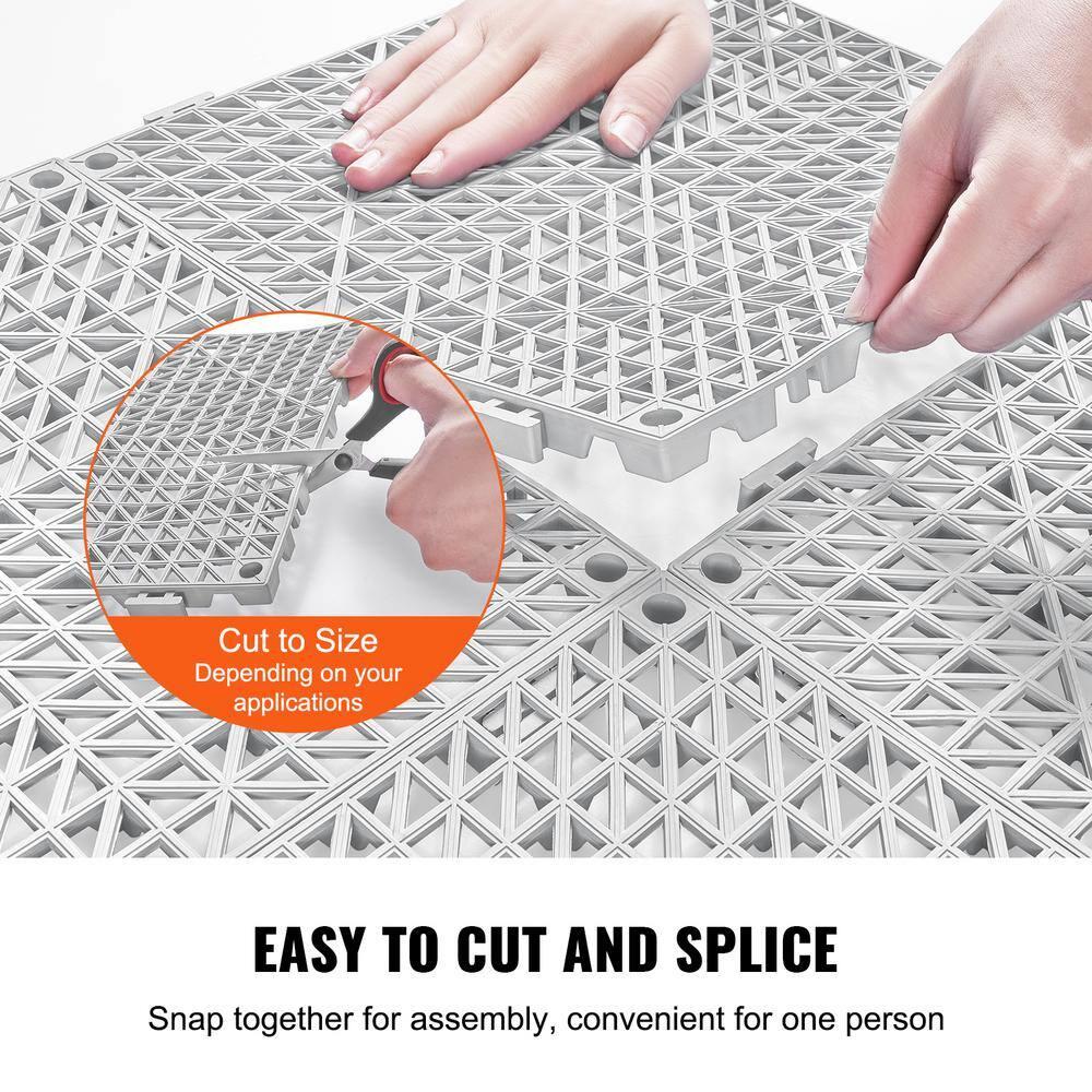 VEVOR VEVOR 12" X 12" Drainage Mats In Different Colors VEVOR 12'' W x 12'' L Garage Flooring Drain Tiles (Set of 55)