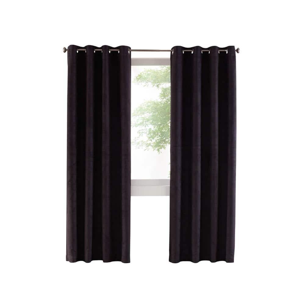Commonwealth Thermaplus Navar Blackout Faux Suede Grommet Top Panel - 54x84" - Black