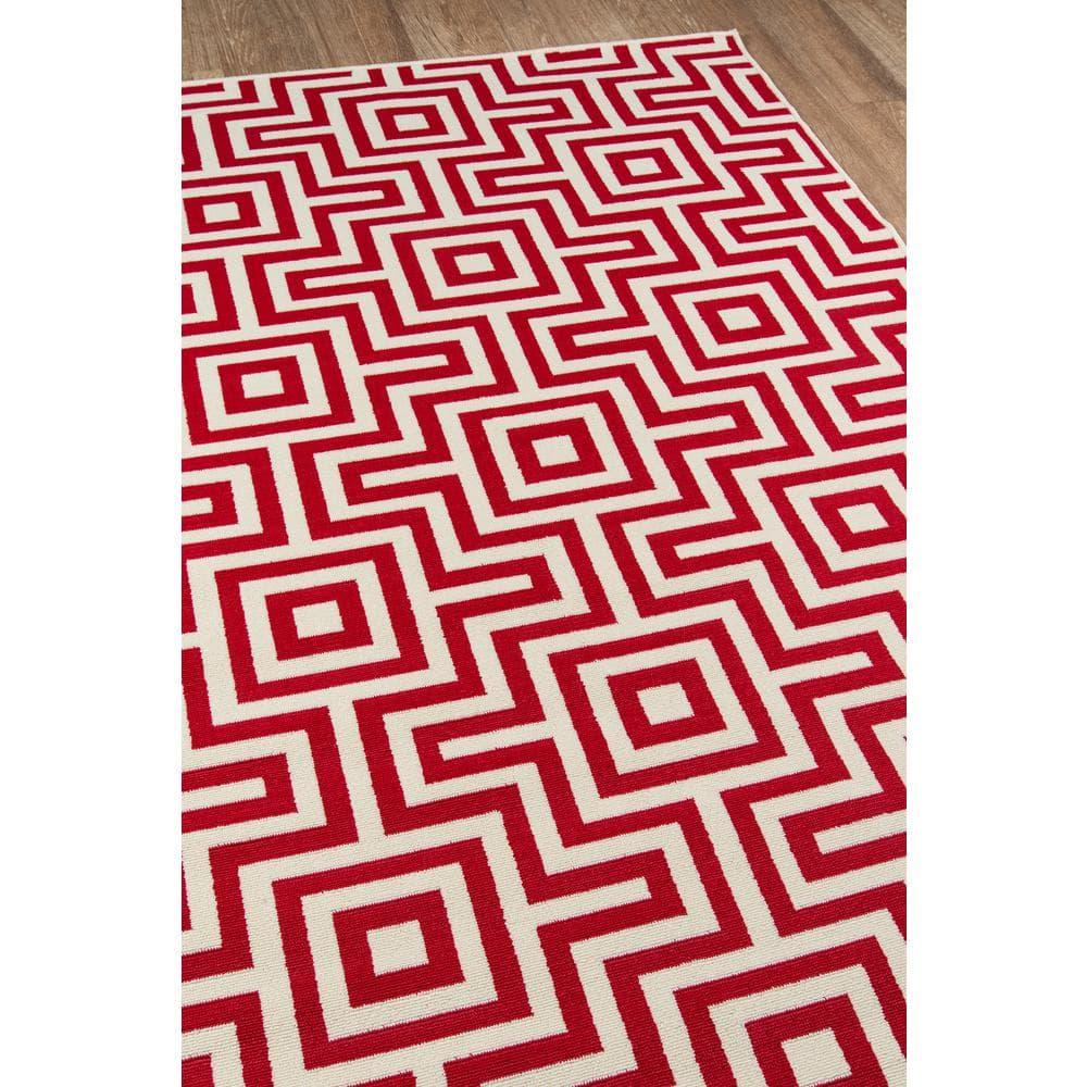 Baja Chic Red Synthetic 2'x3' Rectangular Washable Rug