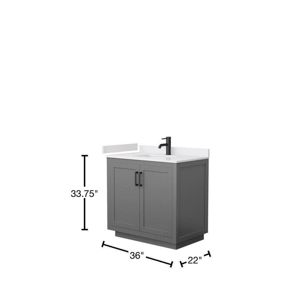 Wyndham Collection Miranda 36" Freestanding Single Bathroom Vanity with Cultured Marble Top