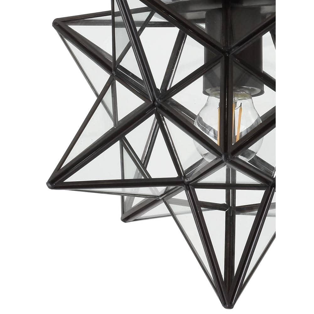 Stella 12" Moravian Star Metal/Clear Glass LED Flush Mount, Oil Rubbed Bronze