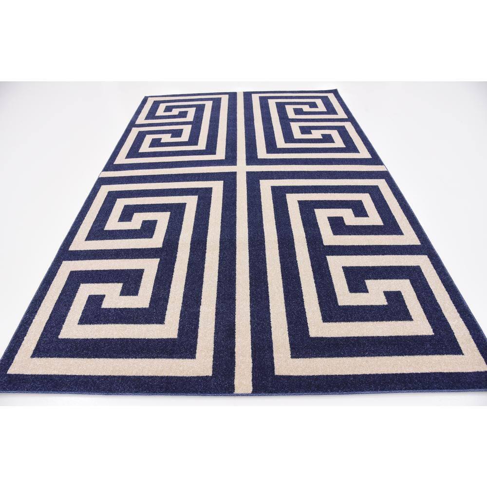 Unique Loom Athens Collection Area Rug - Greek Key (6' 1" x 9' Rectangle Navy Blue/Beige)