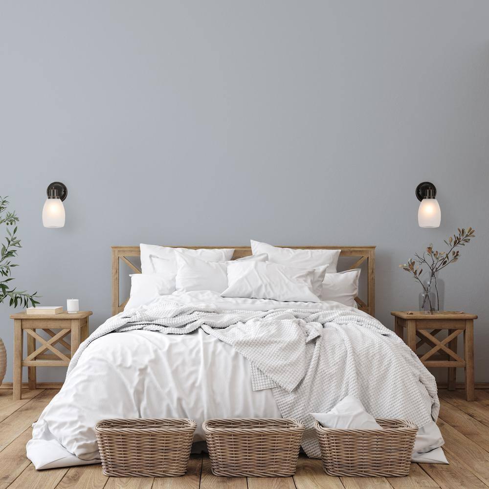 Design House 588814-Orb Lydia Transitional 1-Light Indoor Wall Light Dimmable with a White Frosted Glass Shade and Twist On/Off Switch for Hallway Foyer Bathroom, Oil Rubbed Bronze