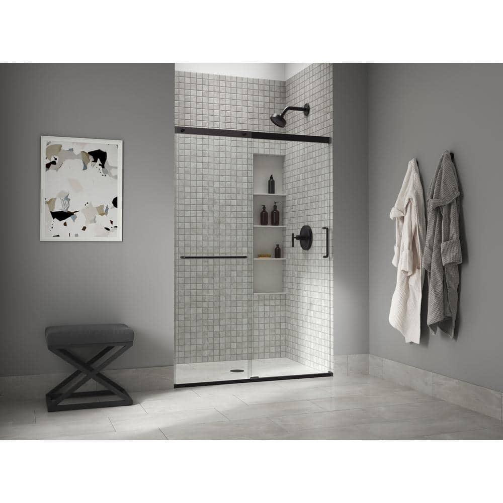 Elate Tall Sliding Shower Door, 75-1/2-In H X 44-1/4 - 47-5/8-In W, With Heavy 5/16-In Thick Crystal Clear Glass